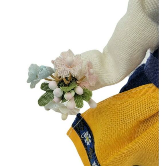 Original Butticki Of Sweden Handmade Wood Doll In Dress With Flowers 8" Tall - Picture 9 of 10